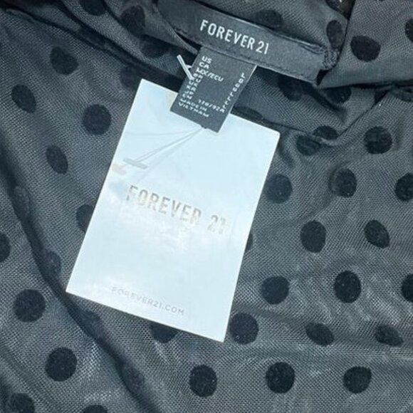 Forever 21 Mesh Polka Dot Mock Neck Sheer Top Black Large NWT - Picture 3 of 13